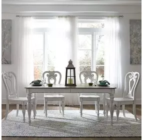 Southern Manor Antique White and Weathered Bark 5 Piece Extendable Dining Set