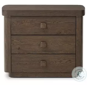 Valen Rustic Brown Oak Veneer 3 Drawer Nightstand