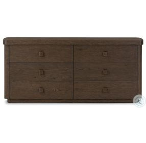 Valen Rustic Brown Oak Veneer 6 Drawer Dresser