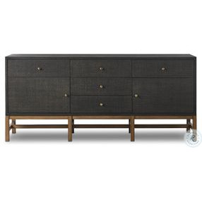 Fiona Black Raffia 5 Drawer Sideboard
