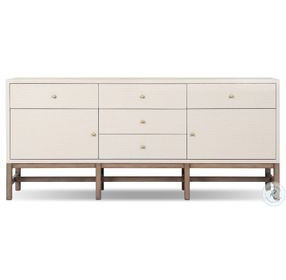 Fiona Ivory Painted Raffia 5 Drawer Sideboard