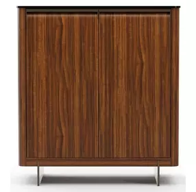 Altura Smoked Walnut and Champagne Gold 2 Door Glass Top Hall Chest