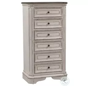 Magnolia Manor Antique White And Weathered Bark Lingerie Chest
