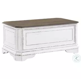 Camellia Manor Antique White And Weathered Bark Storage Trunk