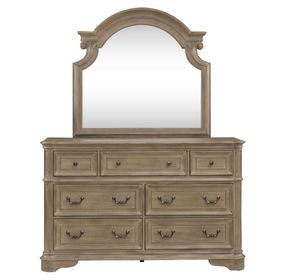 Magnolia Manor Weathered Bisque 7 Drawer Dresser with Mirror