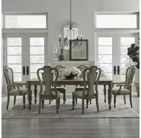 Southern Manor Weathered Bisque and Ivory Tweed 7 Piece Extendable Rectangular Dining Set