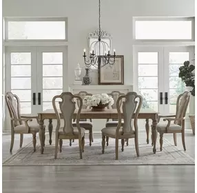 Magnolia Manor Weathered Bisque Round Dining Room Set