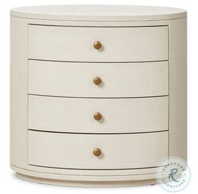 Amelia Ivory Painted Linen Oval 4 Drawer Nightstand