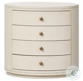 Amelia Ivory Painted Linen Oval 4 Drawer Nightstand