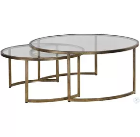 Rhea Antique Gold Leaf Cocktail Table Set of 2