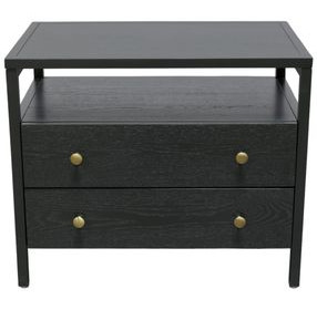 Avery Black 2 Drawers Nightstand