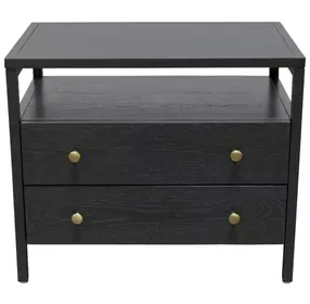 Avery Black 2 Drawers Nightstand