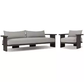 Tahana Casa Grey Performance Fabric Upholstered Outdoor Metal Living Room Set