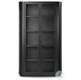 Pilar Charcoal Oak Veneer 2 Glass Door Cabinet