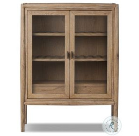 Glenview Weathered Oak 2 Glass Door Bar Cabinet
