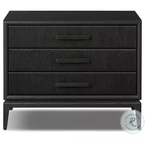 Rosenell Black Oak Veneer Closed 3 Drawer Nightstand