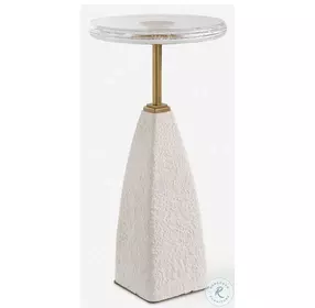 Sora White Sandstone And Brushed Brass Drink Table