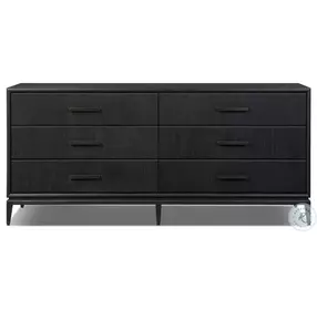 Rosenell Black Oak Veneer 6 Drawer Dresser
