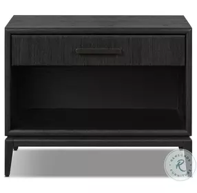 Rosenell Black Oak Veneer Open 1 Drawer Nightstand