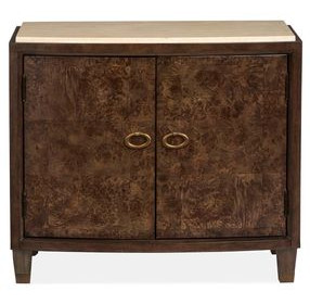 Timberlyn Espresso and Beige 2 Door Stone Top Nightstand with USB Charging