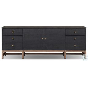 Fiona Black Raffia 72" Media Console