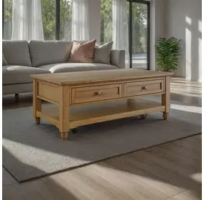 Brentwood Cascade Oak Rectangular Occasional Table Set with 2 Drawers