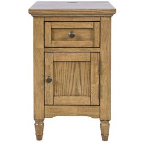 Brentwood Cascade Oak End Table with USB Charging
