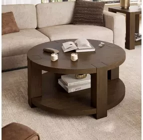 Brownstone Chocolate Brown Round Occasional Tabe Set