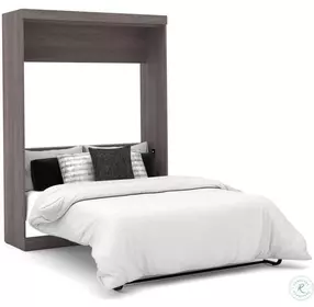Nebula Bark Gray and White Full Wall Bed