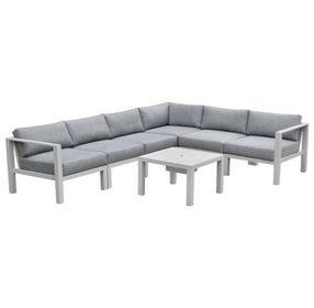 Nash Outdoor Seating Buff 7 Piece Outdoor Modular Sectional with Coffee Table