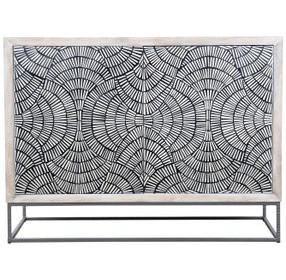 Magnolia White Wash and Zinc Iron 2 Door Bar Cabinet