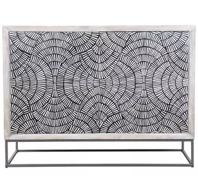 Magnolia White Wash and Zinc Iron 2 Door Bar Cabinet