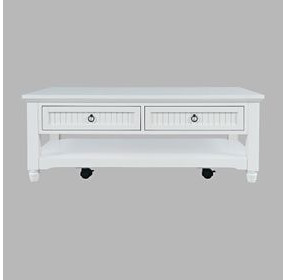 Westport White Rectangular Cocktail Table with Storage