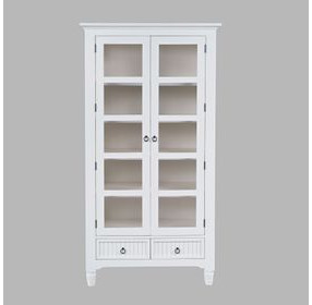Westport White 2 Glass Door Tall Accent Storage Cabinet