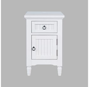 Westport White Rectangular Chairside End Table with USB Charging