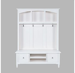 Westport White Hall Tree with Storage Bench