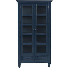 Westport Navy 2 Glass Door Tall Accent Storage Cabinet