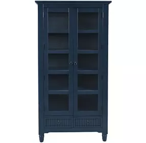 Westport Navy 2 Glass Door Tall Accent Storage Cabinet