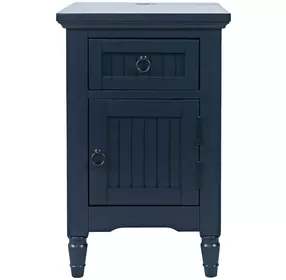 Westport Navy Rectangular Chairside End Table with USB Charging