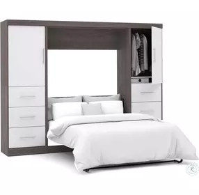 Nebula Bark Gray and White 109" Full Wall Bed Kit
