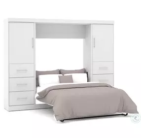 Nebula White 109" Full Wall Storage Bed