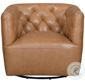 Mira Caramel Brown Leather Swivel Chair