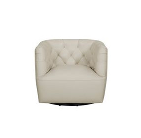 Mira Taupe Leather Upholstered Swivel Accent Chair