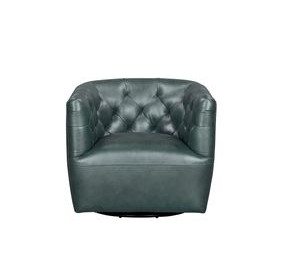 Mira Forest Green Leather Upholstered Swivel Accent Chair