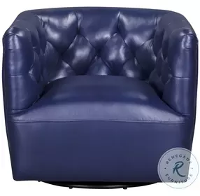Mira Blue Leather Swivel Chair