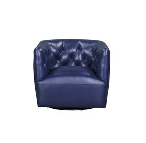 Mira Blue Leather Upholstered Swivel Accent Chair