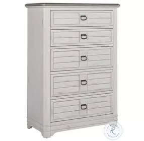 Meadowbrook Whitewash And Sand Top 5 Drawer Chest