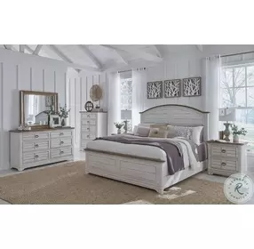 Meadowbrook Whitewash And Sand Top Arched Panel Bedroom Set