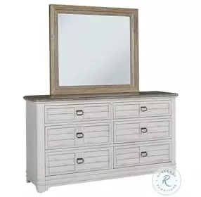 Meadowbrook Whitewash And Sand Top Double Dresser with Mirror