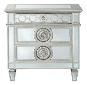 Varian Silver 3 Drawer Nightstand